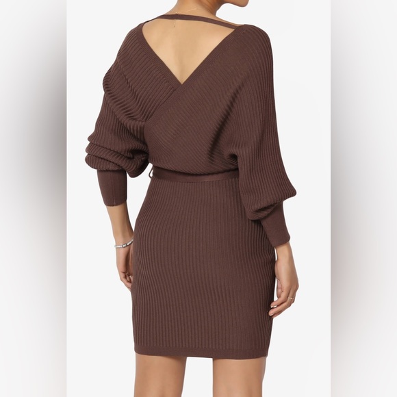 Black Rib Knit Wrap V Neck
Sexy Sweater Dress - Picture 2 of 2